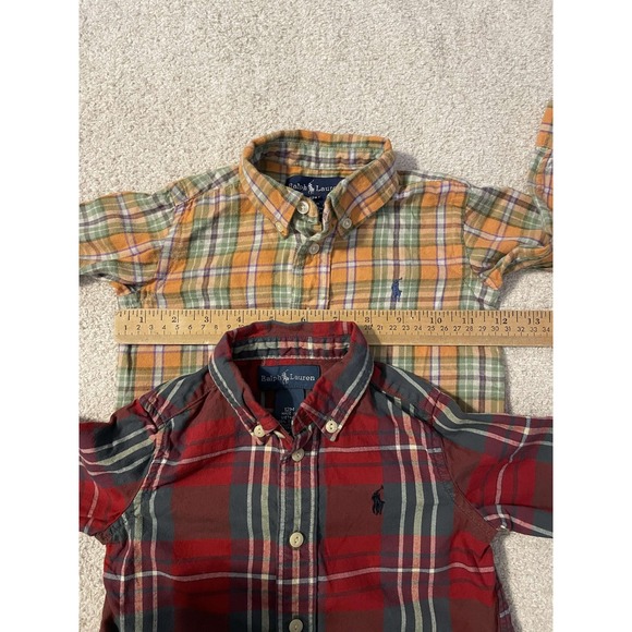 2 Pack, Ralph Lauren Toddler Plaid Button Down Size 12M Long Sleeve 100% Cotton - Picture 5 of 10